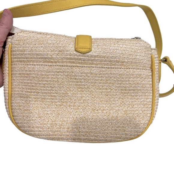 Talbots Straw Crossbody With Leather Trim Yellow Summertime Purse NWT - Picture 3 of 15